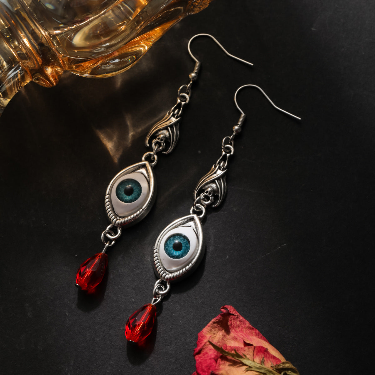 Wholesale Dark Gothic Devil Eye Long Tassel Earrings